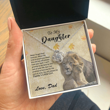 to my daughter necklace, you will always be daddy's little girl the love knot necklace